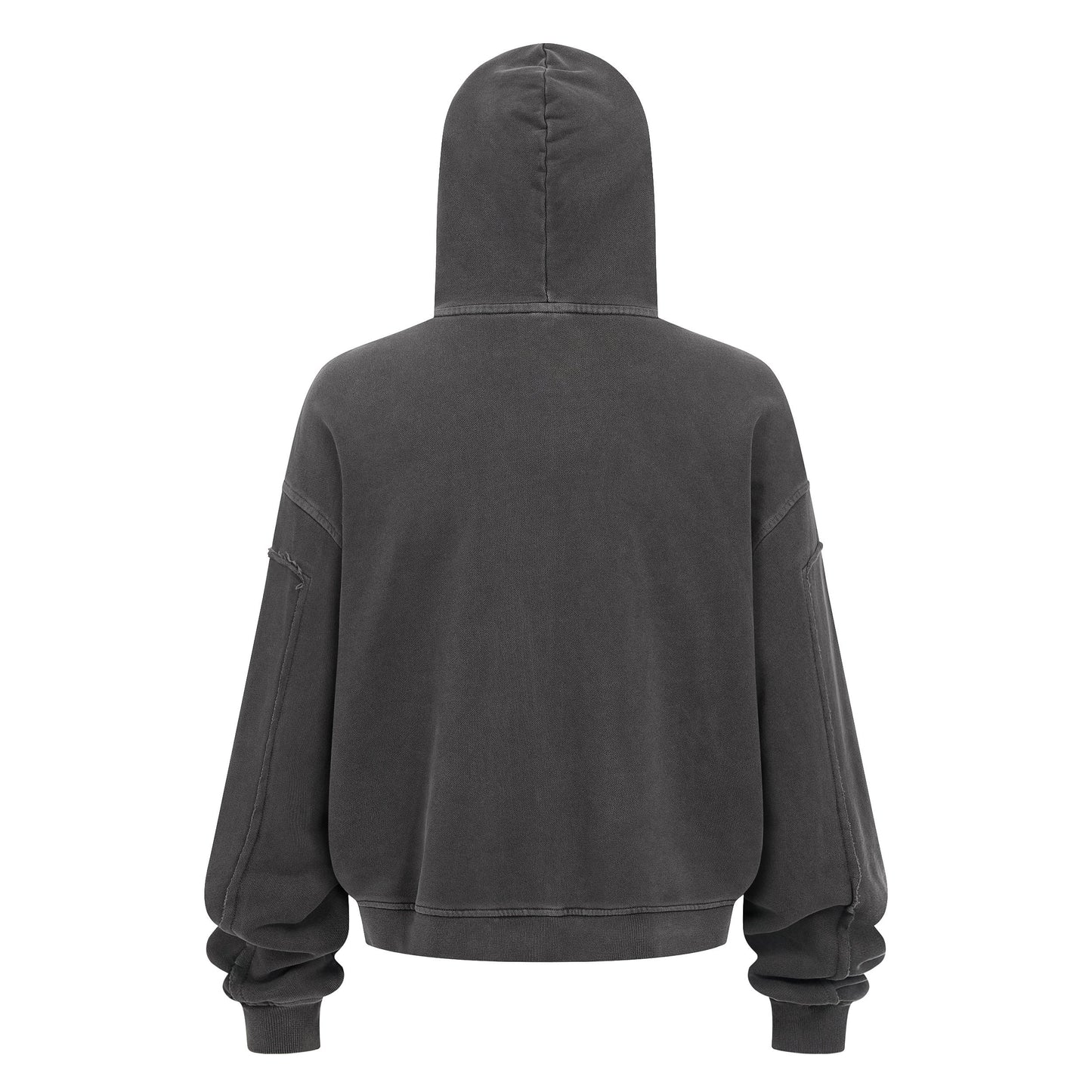 430GSM Boxy-Fit Washed Zip-Up Jacket with Spliced Detailing