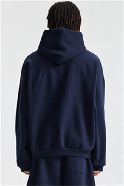 Heavyweight 430GSM Boxy-Fit Fleece Hoodie – Solid Color