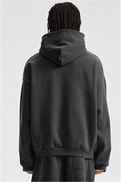 Heavyweight 430GSM Boxy-Fit Fleece Hoodie – Solid Color