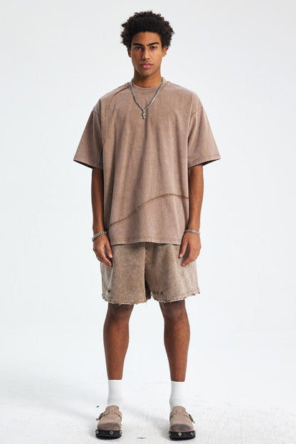 Heavyweight 275GSM Spliced Washed-Out Tee