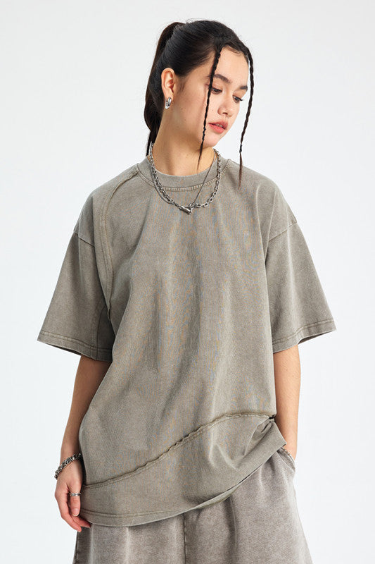 Heavyweight 275GSM Spliced Washed-Out Tee