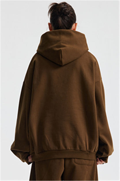 Heavyweight 430GSM Boxy-Fit Fleece Hoodie – Solid Color