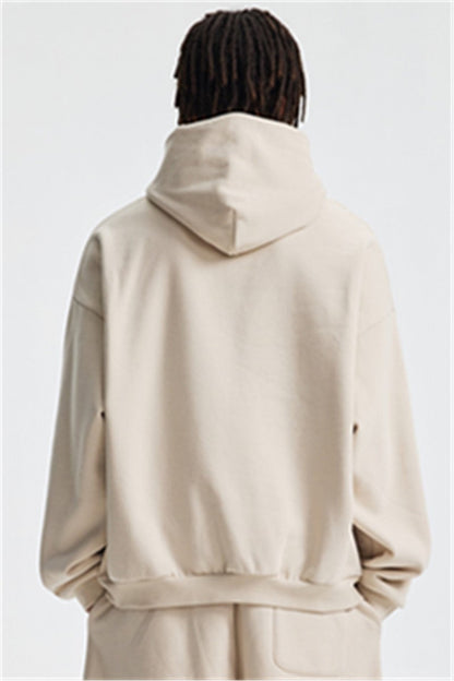 Heavyweight 430GSM Boxy-Fit Fleece Hoodie – Solid Color