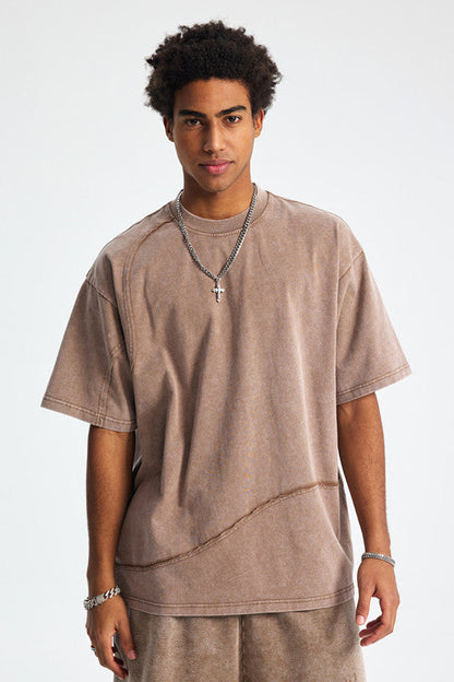 Heavyweight 275GSM Spliced Washed-Out Tee