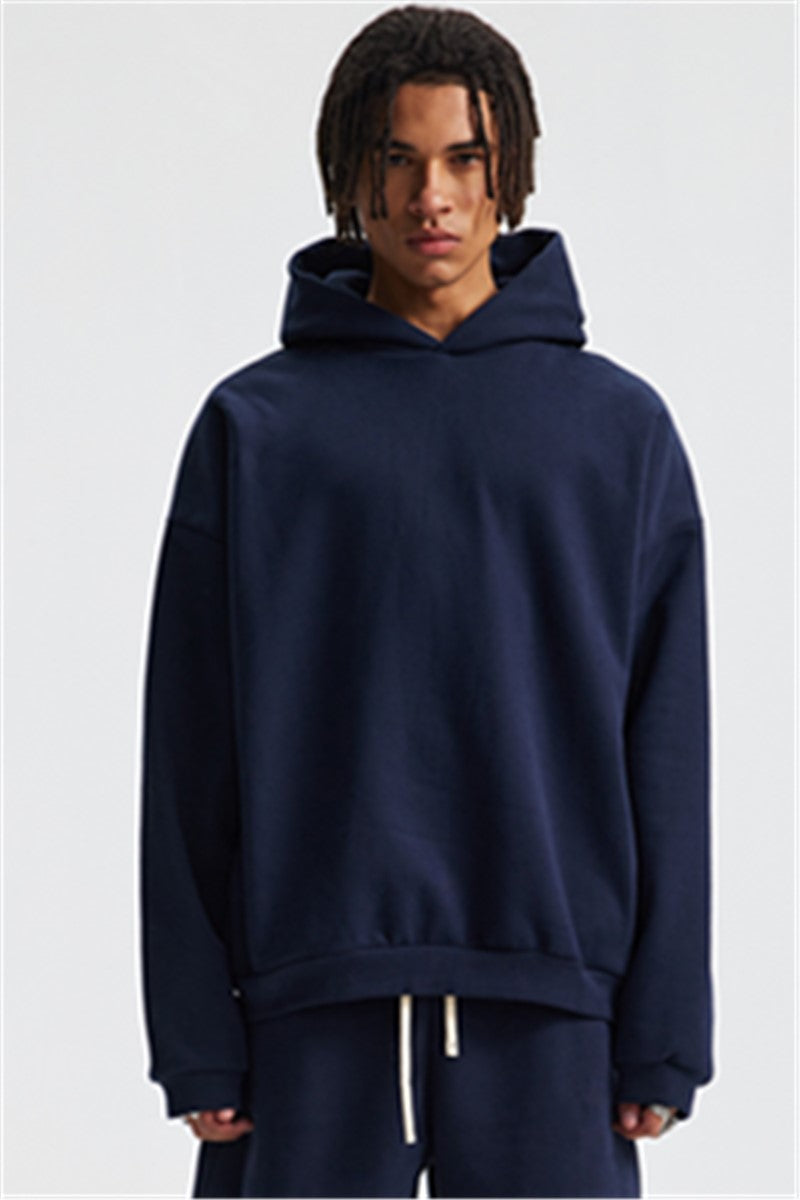 Heavyweight 430GSM Boxy-Fit Fleece Hoodie – Solid Color