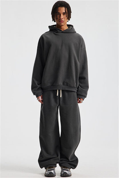 Heavyweight 430GSM Boxy-Fit Fleece Hoodie – Solid Color