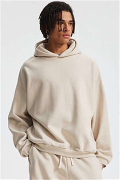 Heavyweight 430GSM Boxy-Fit Fleece Hoodie – Solid Color