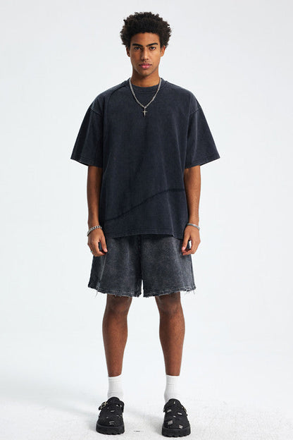 Heavyweight 275GSM Spliced Washed-Out Tee