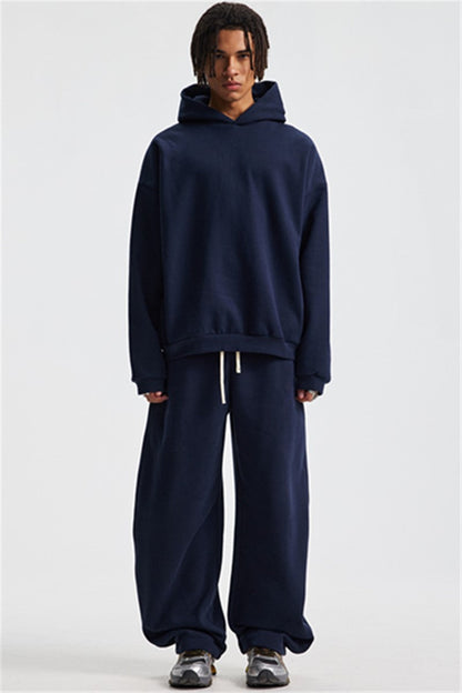 Heavyweight 430GSM Boxy-Fit Fleece Hoodie – Solid Color