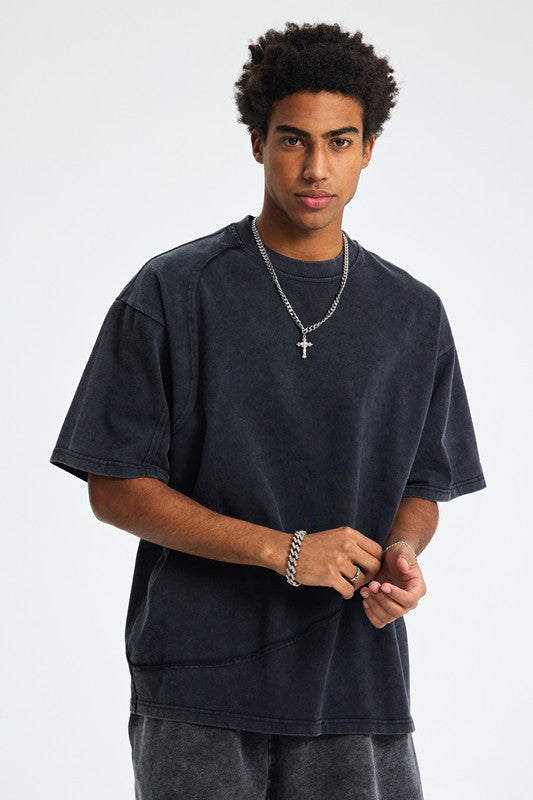 Heavyweight 275GSM Spliced Washed-Out Tee