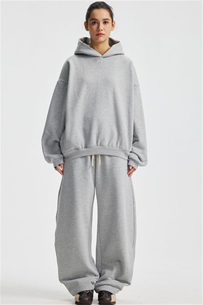 Heavyweight 430GSM Boxy-Fit Fleece Hoodie – Solid Color