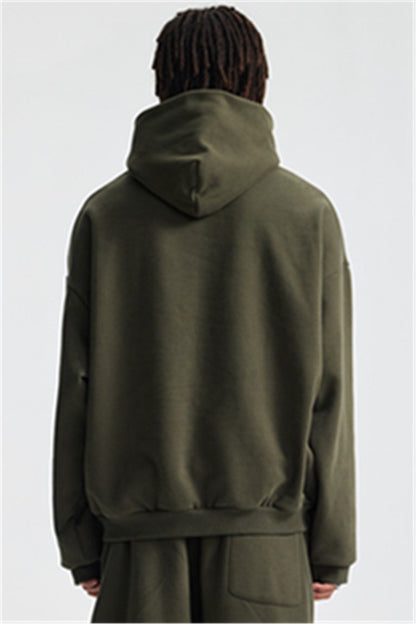 Heavyweight 430GSM Boxy-Fit Fleece Hoodie – Solid Color