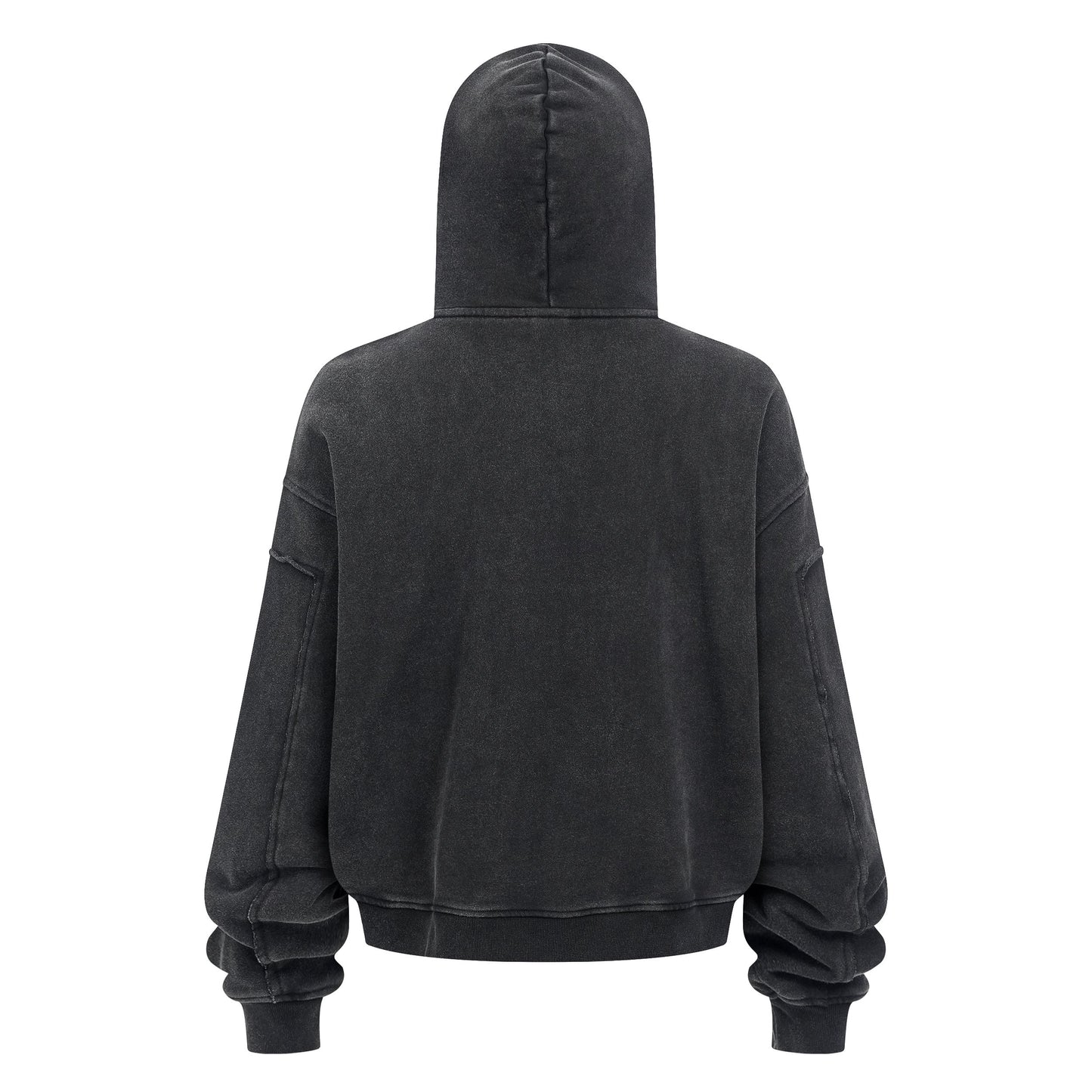 430GSM Boxy-Fit Washed Zip-Up Jacket with Spliced Detailing