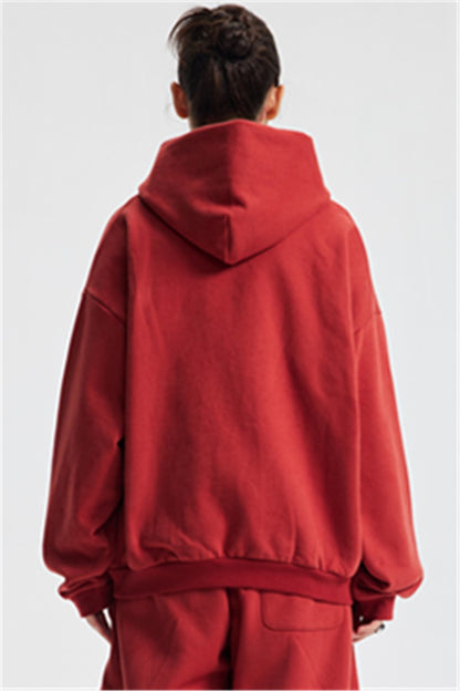 Heavyweight 430GSM Boxy-Fit Fleece Hoodie – Solid Color