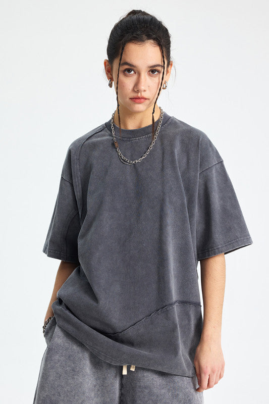 Heavyweight 275GSM Spliced Washed-Out Tee