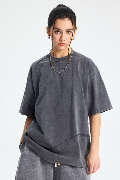 Heavyweight 275GSM Spliced Washed-Out Tee