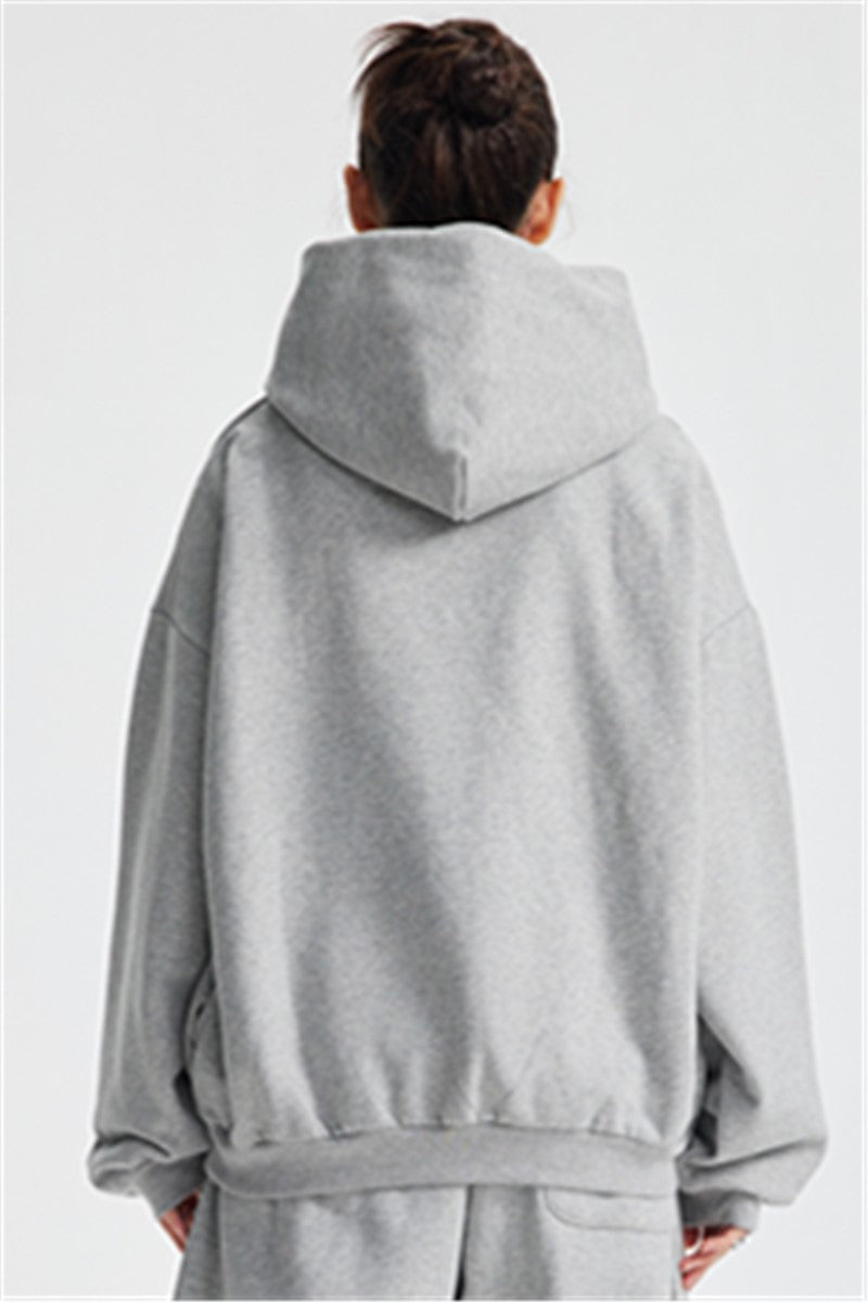 Heavyweight 430GSM Boxy-Fit Fleece Hoodie – Solid Color