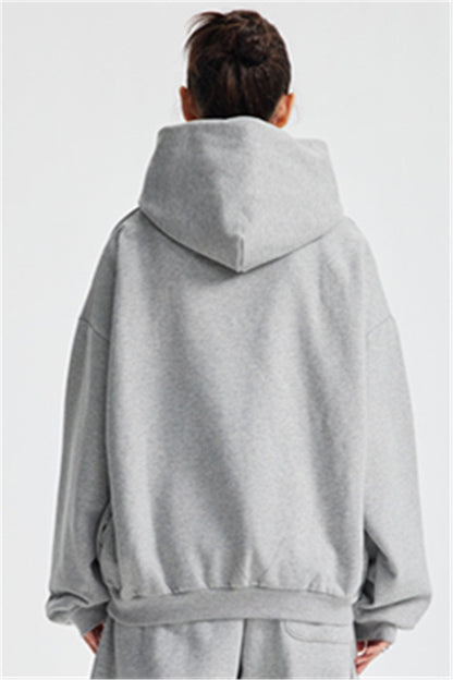 Heavyweight 430GSM Boxy-Fit Fleece Hoodie – Solid Color