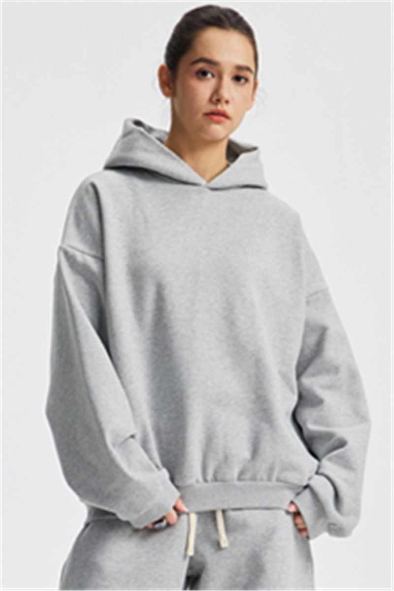 Heavyweight 430GSM Boxy-Fit Fleece Hoodie – Solid Color